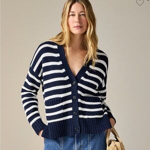 J. Crew Navy and White Striped Cardigan